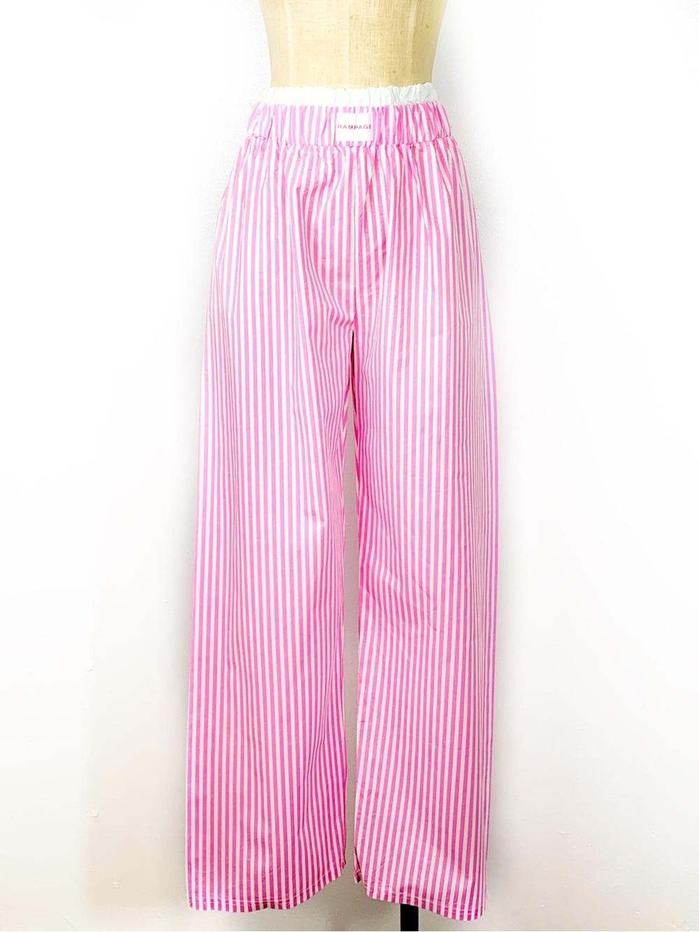 Rampage Pink and White Striped Wide-Leg Pajama Style Pants L